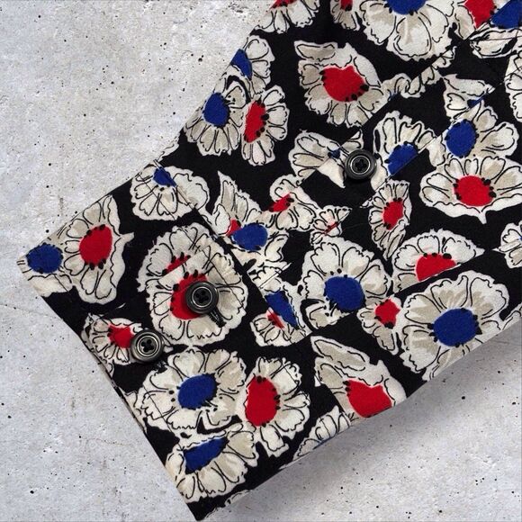 Jones New York Button Shirt Dark Floral Womens Plus 3X Black White Red Blue - Picture 11 of 11